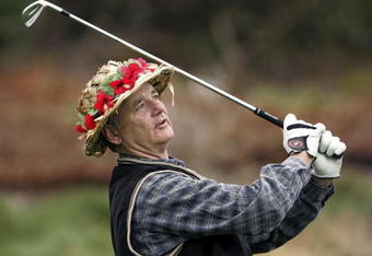 PEBBLE BEACH, CA - FEBRUARY 08:  Actor Bill Murray tees off from the 2nd tee of Spyglass Hill Golf Course during the first round of the AT&T Pebble Beach National Pro-Am February 8, 2007 in Pebble Beach, California.  (Photo by Justin Sullivan/Getty Images)