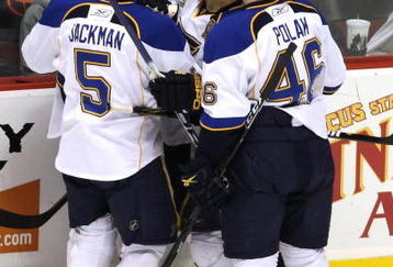 GLENDALE, AZ - APRIL 07:  Keith Tkachuk #7 of the St. Louis Blues celebrates with teammates after scoring a goal against the Phoenix Coyotes during the NHL game at Jobing.com Arena on April 7, 2009 in Glendale, Arizona. The Blues defeated the Coyotes 5-1.  (Photo by Christian Petersen/Getty Images)