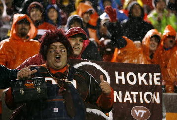BLACKSBURG - OCTOBER 25:  Fans of the Virginia Tech Hokies show their support during the game against the Boston College Eagles at Lane Stadium on October 25, 2007 in Blacksburg, Virginia. (Photo by Kevin C. Cox/Getty Images)