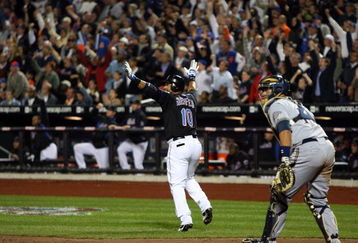 NEW YORK - APRIL 17:  Gary Sheffield #10 of the New York Mets celebrates his 500th career home run in the seventh inning against the Milwaukee Brewers on April 17, 2009 at Citi Field in the Flushing neighborhood of the Queens borough of New York City.  (Photo by Jim McIsaac/Getty Images)