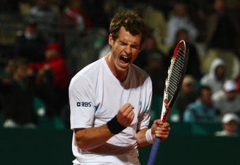 MONTE CARLO, MONACO - APRIL 17:  Andy Murray of Great Britain celebrates match point to win 7-6, 6-4 in the quarter final match against Nikolay Davydenko of Russia on day five of the ATP Masters Series at the Monte Carlo Country Club on April 17, 2009 in Monte Carlo, Monaco.  (Photo by Michael Steele/Getty Images)
