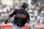 NEW YORK - APRIL 18:  Grady Sizemore #24 of the Cleveland Indians rounds the bases after hitting a second inning solo home run against the New York Yankees at Yankee Stadium on April 18, 2009 in the Bronx borough of New York City.  (Photo by Nick Laham/Getty Images)