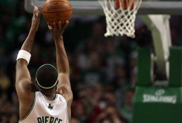 BOSTON - APRIL 18:  Paul Pierce #34 of the Boston Celtics hits a free throw at the end of regulation to send the game into overtime against the Chicago Bulls in Game One of the Eastern Conference Quarterfinals during the 2009 NBA Playoffs at TD Banknorth Garden on April 18, 2009 in Boston, Massachusetts. The Chicago Bulls defeated the Boston Celtics 105-103 in overtime. NOTE TO USER: User expressly acknowledges and agrees that, by downloading and or using this photograph, User is consenting to the terms and conditions of the Getty Images License Agreement. (Photo by Elsa/Getty Images)
