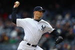 NEW YORK - APRIL 04:  A.J. Burnett #34 of the New York Yankees pitches against the Chicago Cubs during their game on April 4, 2009 at Yankee Stadium in the Bronx borough of New York City.  (Photo by Chris McGrath/Getty Images)