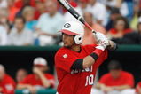 OMAHA, NE - JUNE 24:  Matt Cerione #10 of the Georgia Bulldogs stands ready at bat against the Fresno State Bulldogs during Game 2 of the 2008 Men's College World Series Championship on June 24, 2008 at Rosenblatt Stadium in Omaha, Nebraska.  (Photo by Kevin C. Cox/Getty Images)