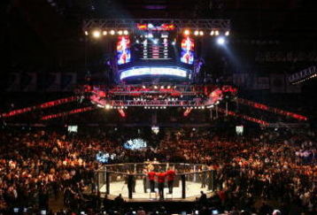 CHICAGO- OCTOBER 25:  People attend the UFC 90 at UFC's Ultimate Fight Night at Allstate Arena on October 25, 2008 in Chicago, Illinois. (Photo by Tasos Katopodis/Getty Images)