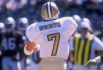 16 Aug 1997: Danny Wuerffel #7 of the New Orleans Saints in action during a game against the Oakland Raiders at the UMAX Coliseum in Oakland, California. The Raiders defeated the Saints 18-16.