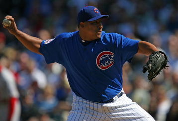 CHICAGO - APRIL 17: Starting pitcher Carlos Zambrano #38 of the Chicago Cubs delivers the ball against the St. Louis Cardinals on April 17, 2009 at Wrigley Field in Chicago, Illinois. (Photo by Jonathan Daniel/Getty Images)