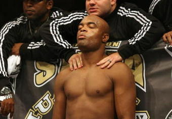 CHICAGO- OCTOBER 25:  Anderson Silva prepares before the Middleweight Title Bout at UFC's Ultimate Fight Night at Allstate Arena on October 25, 2008 in Chicago, Illinois. (Photo by Tasos Katopodis/Getty Images)