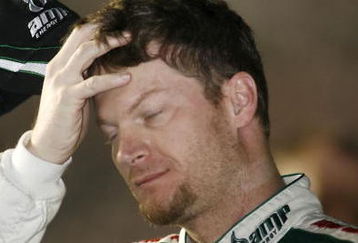 ATLANTA - MARCH 06:  Dale Earnhardt, Jr., driver of the #88 AMP Energy/National Guard Chevrolet, prepares to qualify for the NASCAR Sprint Cup Series Kobalt Tools 500 at the Atlanta Motor Speedway on March 6, 2009 in Hampton, Georgia.  (Photo by Geoff Burke/Getty Images for NASCAR)
