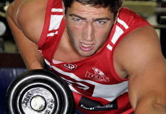 CAPE TOWN, SOUTH AFRICA - FEBRUARY 17: Rob Simmons lifts weights during a Queensland Reds weights session held at Virgin Active February 17, 2009 in Cape Town, South Africa. (Photo by Ashley Vlotman/Gallo Images/Getty Images)