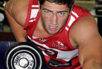 CAPE TOWN, SOUTH AFRICA - FEBRUARY 17: Rob Simmons lifts weights during a Queensland Reds weights session held at Virgin Active February 17, 2009 in Cape Town, South Africa. (Photo by Ashley Vlotman/Gallo Images/Getty Images)