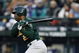 SEATTLE - APRIL 4:  Shannon Stewart #24 of the Oakland Athletics swings during the opening day game against the Seattle Mariners on April 4, 2007 at Safeco Field in Seattle, Washington.  The A's won 9-0.  (Photo by Otto Greule Jr/Getty Images)