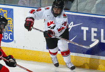 LONDON,ON - JANUARY 3:  Brayden Schenn #10 of Team West flips a puck out in a game against Team Ontario on January 3, 2008 at the John Labatt Centre in London, Ontario. Team Ontario defeated Team West 4-3 to earn a spot in the gold medal game at the World Under 17 Challenge. (Photo by Claus Andersen/Getty Images)