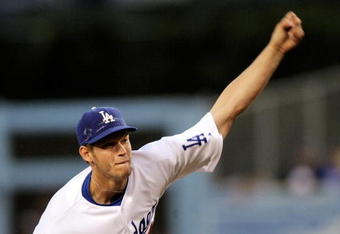 LOS ANGELES, CA - APRIL 15:  Pitcher Clayton  Kershaw #22 the Los Angeles Dodgers thorws against the san Francisco Giants during the first inning of the baseball game at Dodger Stadium on April 15, 2009 in Los Angeles, California. All Major League Baseball players are wearing #42 in honor of Jackie Robinson day.  (Photo by Kevork Djansezian/Getty Images)