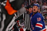 NEW YORK - APRIL 20: Sean Avery #16 of the New York Rangers takes a penalty in the second period against the Washington Capitals during Game Three of the Eastern Conference Quarterfinal Round of the 2009 NHL Stanley Cup Playoffs at Madison Square Garden on April 20, 2009 in New York City. (Photo by Bruce Bennett/Getty Images)