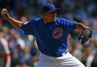 CHICAGO - APRIL 17: Starting pitcher Carlos Zambrano #38 of the Chicago Cubs delivers the ball against the St. Louis Cardinals on April 17, 2009 at Wrigley Field in Chicago, Illinois. (Photo by Jonathan Daniel/Getty Images)