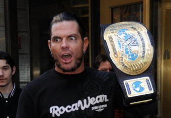 NEW YORK - DECEMBER 18:  Wrestler Jeff Hardy arrives at the WWE and USA Network help U.S Marine Corp Toys for Tots Foundation event at the NBC Experience store on December 18, 2007 in New York City.  (Photo by Bryan Bedder/Getty Images)