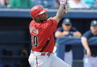 PEORIA, AZ - MARCH 08:   Justin Upton #10 of the Seattle Mariners bats during a Spring Training game against the Arizona Diamondbacks at Peoria Stadium on March 8, 2009 in Peoria, Arizona.  (Photo by Lisa Blumenfeld/Getty Images)