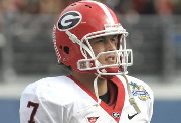 ORLANDO, FL - JANUARY 1: Quarterback Matthew Stafford #7 of the University of Georgia watches play against the Michigan State Spartans at the 2009 Capital One Bowl at the Citrus Bowl on January 1, 2009 in Orlando, Florida.  (Photo by Al Messerschmidt/Getty Images) 