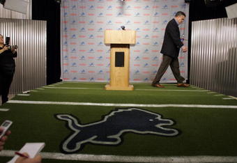 DETROIT - NOVEMBER 28: President and CEO,  Matt Millen of the Detroit Lions walks away from the podium after speaking to the media during a press conference at the team's practice facility on November 28, 2005 in Allen Park, Michigan. Head Coach, Steve Mariucci was let go and replaced on an interim basis by defensive coordinator, Dick Jauron. (Photo by Tom Pidgeon/Getty Images)