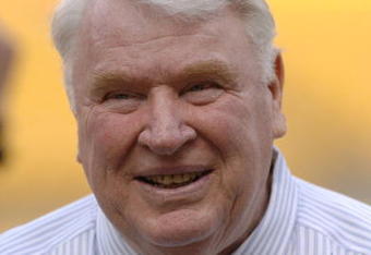 TV commentator John Madden stands on the sidelines as the Pittsburgh Steelers host the Miami Dolphins at Heinz Field, September 7, 2006. The Steelers defeated the Dolphins, 28-17.  (Photo by Al Messerschmidt/Getty Images)