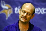 EDEN PRAIRIE, MN - MAY 4:  Minnesota Vikings head coach Brad Childress talks with the media after rookie camp on May 4, 2007 at Olympics Place in Eden Prairie, Minnesota.  (Photo by Scott A. Schneider/Getty Images)