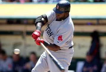 OAKLAND, CA - APRIL 15:  David Ortiz #34 of the Boston Red Sox bats against the Oakland Athletics during a Major League Baseball game on April 15, 2009 at the Oakland Coliseum in Oakland, California.  (Photo by Jed Jacobsohn/Getty Images)