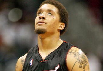 ATLANTA - APRIL 19: Michael Beasley #30 of the Miami Heat reacts after losing to the Atlanta Hawks during Game One of the First Round of the Eastern Conference Playoffs at Philips Arena on April 19, 2009 in Atlanta, Georgia. The Hawks defeated the Heat 90-64. NOTE TO USER: User expressly acknowledges and agrees that, by downloading and/or using this Photograph, user is consenting to the terms and conditions of the Getty Images License Agreement. (Photo by Doug Benc/Getty Images)