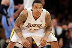 LOS ANGELES, CA - APRIL 19:  Shannon Brown #12 of the Los Angeles Lakers looks on while taking on the Utah Jazz in Game One of the Western Conference Quarterfinals during the 2009 NBA Playoffs at Staples Center on April 19, 2009 in Los Angeles, California. NOTE TO USER: User expressly acknowledges and agrees that, by downloading and or using this photograph, User is consenting to the terms and conditions of the Getty Images License Agreement.  (Photo by Kevork Djansezian/Getty Images)