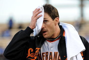 LOS ANGELES, CA - APRIL 16:  Barry Zito #75 of the San Francisco Giants makes his way to the pitchers mound before the game against the Los Angeles Dodgers at Dodger Stadium on April 16, 2009 in Los Angeles, California.  (Photo by Harry How/Getty Images)