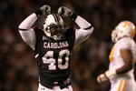 COLUMBIA, SC - NOVEMBER 01:  Eric Norwood #40 of the South Carolina Gamecocks celebrates after making a defensive stop against the Tennessee Volunteers during their game at Williams-Brice Stadium on November 1, 2008 in Columbia, South Carolina.  (Photo by Streeter Lecka/Getty Images)