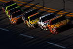 TALLADEGA, AL - OCTOBER 05:  Kevin Harvick, driver of the #29 Shell/Pennzoil Chevrolet, leads a group of cars during the NASCAR Sprint Cup Series Amp Energy 500 at Talladega Superspeedway on October 5, 2008 in Talladega, AL.  (Photo by Chris Graythen/Getty Images)
