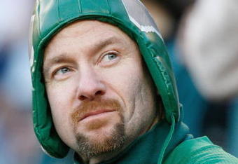 LANDOVER, MD - DECEMBER 21:  A fan of the Philadelphia Eagles sits in the stands during the game against the Washington Redskins on December 21, 2008 at FedEx Field in Landover, Maryland.  (Photo by Kevin C. Cox/Getty Images)