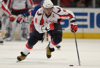 NEW YORK - APRIL 20: Alex Ovechkin #8 of the Washington Capitals skates against the New York Rangers during Game Three of the Eastern Conference Quarterfinal Round of the 2009 NHL Stanley Cup Playoffs at Madison Square Garden on April 20, 2009 in New York City. (Photo by Bruce Bennett/Getty Images)