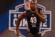 INDIANAPOLIS, IN - FEBRUARY 21:  Offensive lineman Jason Smith of Baylor runs the 40 yard dash during the NFL Scouting Combine presented by Under Armour at Lucas Oil Stadium on February 21, 2009 in Indianapolis, Indiana. (Photo by Scott Boehm/Getty Images)