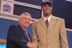 27 Jun 2001:  NBA Commisioner David Stern congratulates Shane Battier of Duke on becoming the sixth pick in the NBA Draft by the Vancouver Grzzies at the Theatre in Madison Square Garden in New York City. Mandatory Credit: Al Bello/ALLSPORT NOTE TO USER: It is expressly understood that the only rights Allsport are offering to license in this Photograph are one-time, non-exclusive editorial rights. No advertising or commercial uses of any kind may be made of Allsport photos.  User acknowledges that it is aware that Allsport is an editorial sports agency and that NO RELEASES OF ANY TYPE ARE OBTAINED from the subjects contained in the photographs.