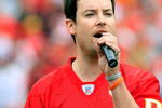 KANSAS CITY, MO - SEPTEMBER 14:  American Idol winner David Cook sings the National Anthem prior to the start of the game between the Oakland Raiders and the Kansas City Chiefs on September 14, 2008 at Arrowhead Stadium in Kansas City, Missouri.  (Photo by Jamie Squire/Getty Images)