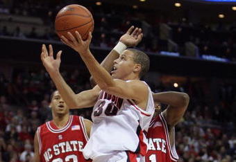 CHARLOTTE, NC - DECEMBER 6:  Stephen Curry #30 of the Davidson Wildcats goes up with the ball during the game against the North Carolina State Wolfpack at Time Warner Cable Arena on December 6, 2008 in Charlotte, North Carolina. (Photo by Streeter Lecka/Getty Images)