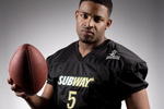 NEW YORK - APRIL 21:  Football player Michael Crabtree poses for a portrait on April 21, 2009 in New York City.  (Photo by Chris McGrath/Getty Images for Subway)