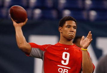 INDIANAPOLIS, IN - FEBRUARY 22:  Quarterback Josh Freeman of Kansas State passes the football during the NFL Scouting Combine presented by Under Armour at Lucas Oil Stadium on February 22, 2009 in Indianapolis, Indiana. (Photo by Scott Boehm/Getty Images)