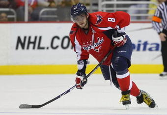 WASHINGTON - MARCH 27:  Alex Ovechkin #8 of the Washington Capitals skates against the Tampa Bay Lightning on March 27, 2009 at the Verizon Center in Washington, D.C.  (Photo by Bruce Bennett/Getty Images)