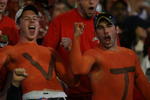 MIAMI - JANUARY 01: Virgina Tech fans celebrate during the FedEx Orange Bowl against the Cincinnati Bearcats at Dolphin Stadium on January 1, 2009 in Miami, Florida.  (Photo by Marc Serota/Getty Images)