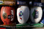 TAMPA, FL - JANUARY 30:  Footballs with Super Bowl XLIII logos sit in a window at a store on January 30, 2009 in Tampa, Florida. NFL Fans from across the country are descending on Tampa ahead of Super Bowl XLIII between the Arizona Cardinals and the Pittsburgh Steelers.  (Photo by Streeter Lecka/Getty Images)