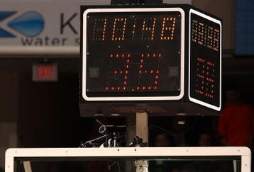 INDIANAPOLIS - MARCH 14:  A detail of the backboard and shot clock as a basketball goes thru the hoop as the Michigan State Spartans play against the Ohio State Buckeyes during their semifinal game of the Big Ten Men's Basketball Tournament at Conseco Fieldhouse on March 14, 2009 in Indianapolis, Indiana.  (Photo by Jonathan Daniel/Getty Images)