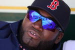 OAKLAND, CA - APRIL 15: David Ortiz #34 of the Boston Red Sox looks on during a Major League Baseball game against the Oakland Athletics at the Oakland Coliseum April 15, 2009 in Oakland, California. All Major League Baseball players are wearing #42 in honor of Jackie Robinson day.  (Photo by Jed Jacobsohn/Getty Images)