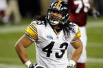 TAMPA, FL - FEBRUARY 01:  Safety Troy Polamalu #43 of the Pittsburgh Steelers looks on against the Arizona Cardinals during Super Bowl XLIII on February 1, 2009 at Raymond James Stadium in Tampa, Florida.  (Photo by Kevin C. Cox/Getty Images)