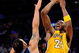 LOS ANGELES, CA - APRIL 21: Kobe Bryant #24 of the Los Angeles Lakers shoots the ball over Deron Williams #8 of the Utah Jazz in the third quarter of Game Two of the Western Conference Quarterfinals during the 2009 NBA Playoffs at Staples Center on April 21, 2009 in Los Angeles, California. NOTE TO USER: User expressly acknowledges and agrees that, by downloading and or using this photograph, User is consenting to the terms and conditions of the Getty Images License Agreement. (Photo by Kevork Djansezian/Getty Images)