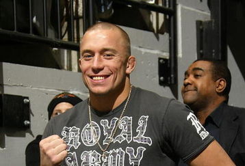 TORONTO - FEBRUARY 5:  Ultimate Fighter Georges St-Pierre attends the Toronto Maple Leafs game against the Florida Panthers during a fight during their NHL game at the Air Canada Centre February 5, 2008 in Toronto, Ontario, Canada. (Photo By Dave Sandford/Getty Images)