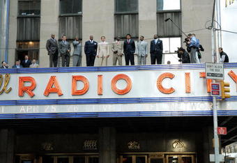 NEW YORK - APRIL 24: (L-R) NFL draft prospects Eugene Monroe, Virginia, Brian Cushing, USC, Aaron Curry, Wake Forest, Jason Smith, Baylor, Matthew Stafford, Georgia, Brian Orakpo, Texas, Josh Freeman, Kansas State, Michael Crabtree, Texas Tech, and Michael Oher, Mississippi, pose atop the Radio City Music Hall marquee April 24, 2009 in New York City. (Photo by Jonathan Fickies/Getty Images)